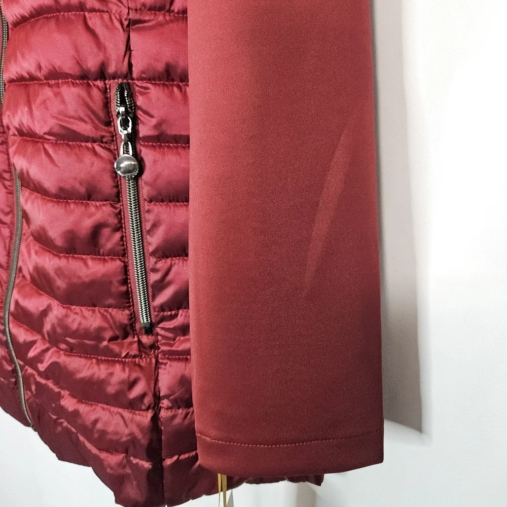 Laurier & Co Montreal Hybrid Puffer Jacket Womens M Burgundy‎ NEW Hooded
